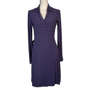 Tommy Hilfiger Blue Geometric Circles Dots True Wrap Long Sleeve Dress 8